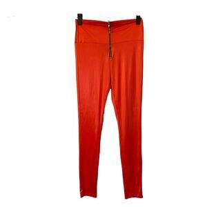 YoYo 5 Coral Semi-Shine Zipper Front Skinny Ankle Leggings Women’s Large